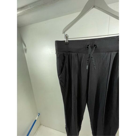 Athleta Black Pull-up Elastic waist Drawstring Sweatpants Size L - Picture 2 of 9
